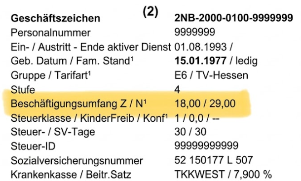 Bezügenachweis Beispiel